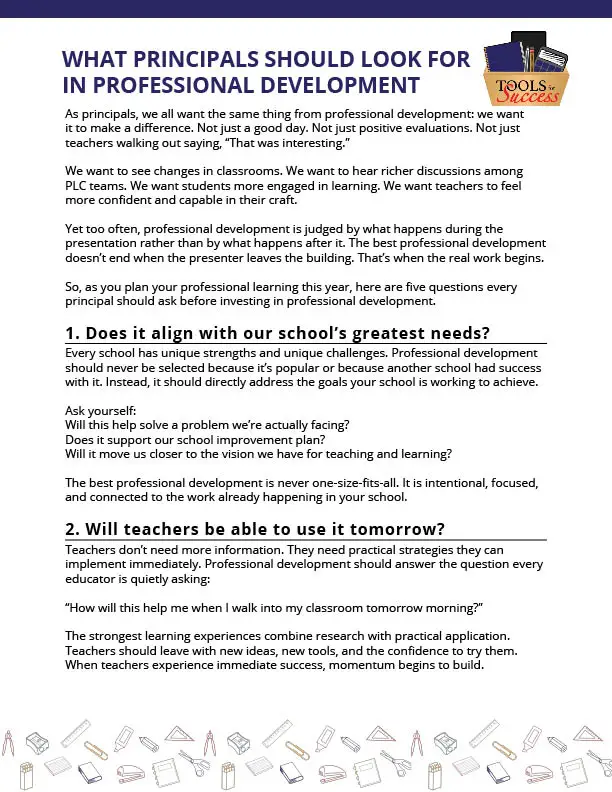 What Principals Should Look for in Professional Development